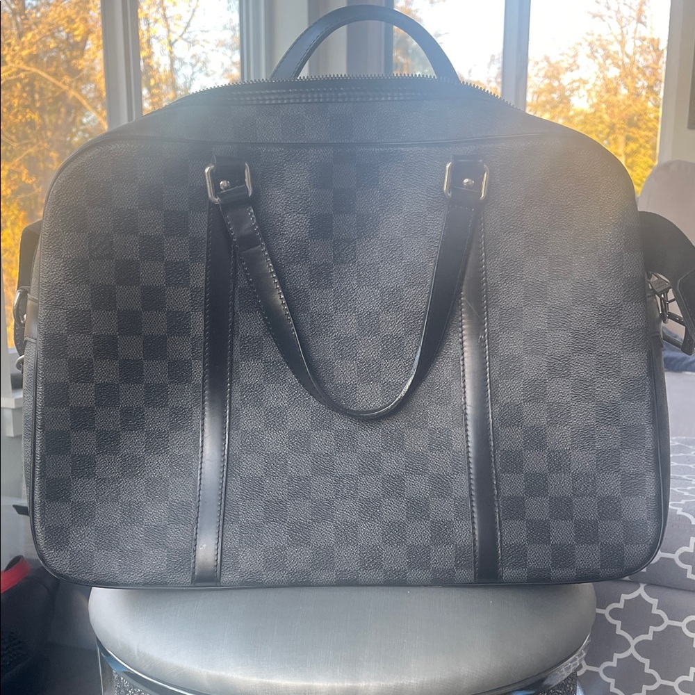 Louis Vuitton Black Checkered Briefcase